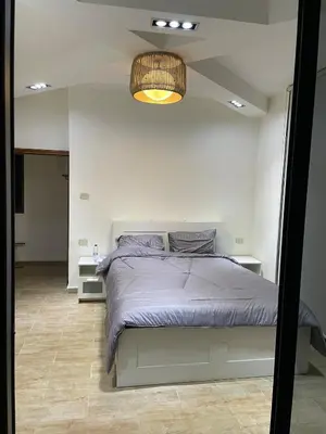 a bedroom with a bed and a light at Shams Farm in Ajloun
