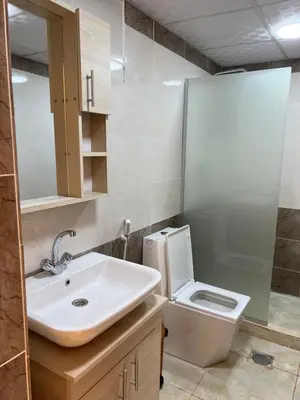 a bathroom with a sink and a toilet at Angelina Luxury Camp in Wadi Rum