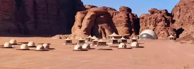 a sand castle in the middle of the desert at Omsiat Shahrazad Luxury Camp in Wadi Rum