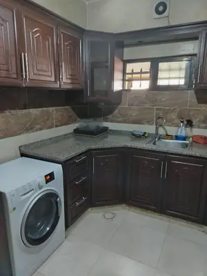 a kitchen with a washing machine and a sink at الشقة العائلية الحديثة familial new flat in Amman
