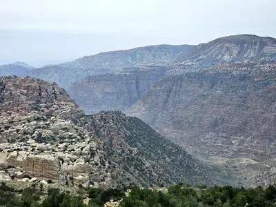 a view of a canyon with mountains in the background at Dana local life Eco Lodge in Dana