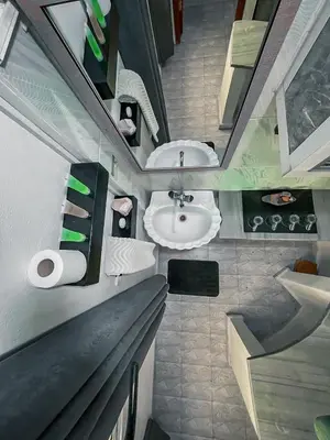 an overhead view of a bathroom with a sink at Value Place in Wadi Musa
