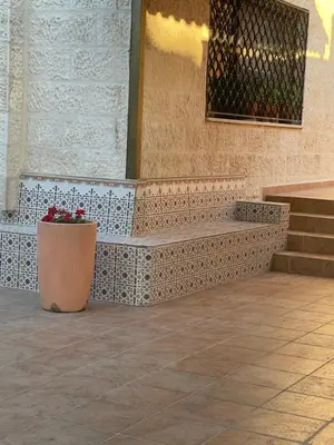 a plant in a pot sitting next to a building at Beautiful & Cozy Newly remodeled 2 Bedroom in Amman
