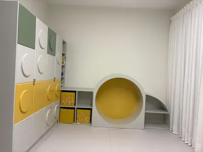 a room with a large circle in the middle at Nozoll Boutique Residences in Amman