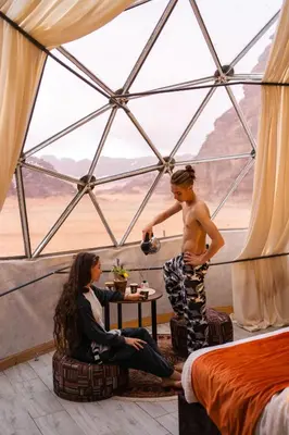 a man and a woman in a tent at Aladdin Camp in Disah