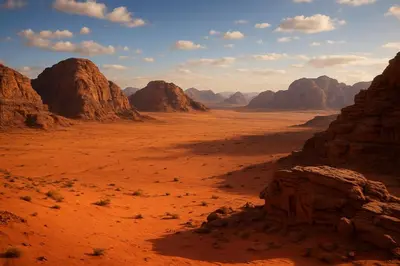 a view of the desert with rocks and mountains at RUM MARTiN BUBBLES lUXURY CAMP in Wadi Rum