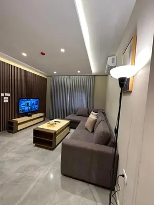 a living room with a couch and a television at Chic Apartments For Rent ave2-5 in Amman