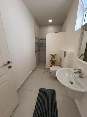 a white bathroom with a toilet and a sink at The Greek Village - Milos By Seahorse in Sowayma