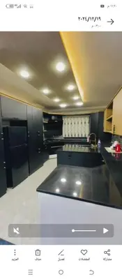 a view of a kitchen with a counter top at اربد طريق البترول in Juḩfīyah