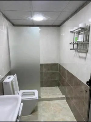 a bathroom with a toilet and a sink and a shower at Rum STAR LUXURY Camp &JEEP Tours in Wadi Rum