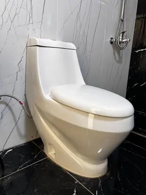 a white toilet sitting in a bathroom at The Flowers Camp in Wadi Rum