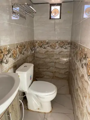 a bathroom with a toilet and a sink at Wadi Rum 5-hour tour with sunset or morning, overnight stay with two meals and a Bedouin tent with a private bathroom Prices are for two people in Wadi Rum