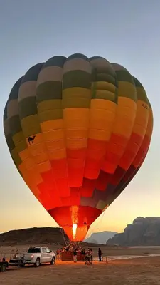 a large hot air balloon in the desert at Wildlife Camp in Disah
