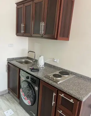 a kitchen with a washing machine and a sink at Falcon Real Estate in Amman