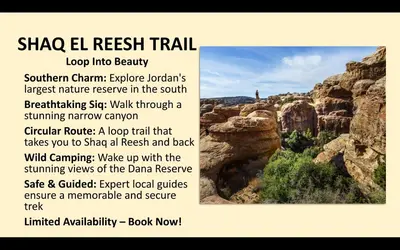 a flyer with a picture of a canyon at Dana Valley Tourism Hotel in Dana