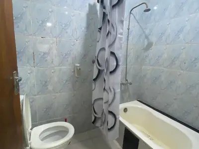 a bathroom with a toilet and a bath tub at zainab bedouin house in Petra