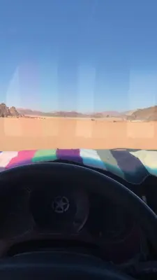 a view of the dashboard of a car at Wadi rum fasial camp in Wadi Rum