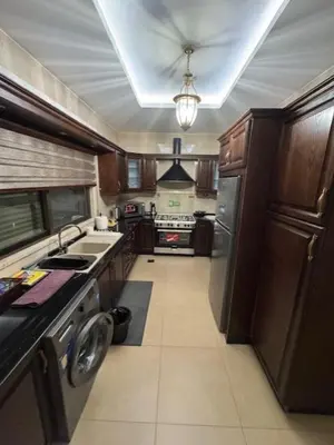 a kitchen with a sink and a stove top oven at Cozy 3-Bedroom Apartment in Abdoun in Amman