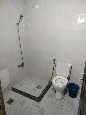 a bathroom with a toilet and a shower at شقق ابو يزن عجلون بالقرب من محمية عجلون in Ajloun