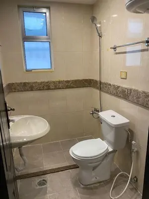 a bathroom with a toilet and a sink at beautiful apartment in the DeadSea in Sowayma
