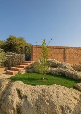 a small tree sitting on top of some rocks at Jordan Castle Resort in Irbid