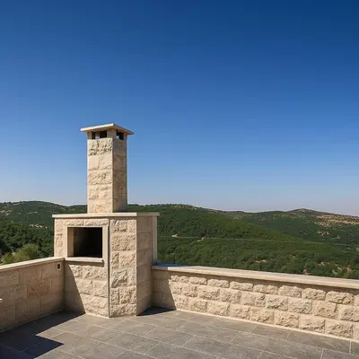 a stone oven on top of a building at Jordan Castle Resort in Irbid