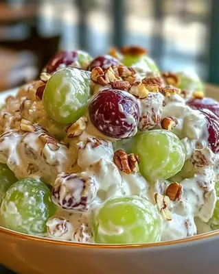 a bowl of fruit salad with grapes and nuts at المنشيه هاوس in Maţār al Malik Ḩusayn