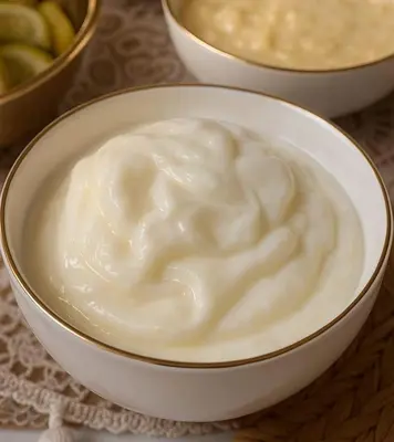 a bowl of yogurt on a table with other bowls of food at فلورس لوج
