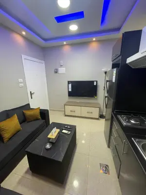 a living room with a couch and a tv at apartment 60m 1bedroom for rent4 in Amman