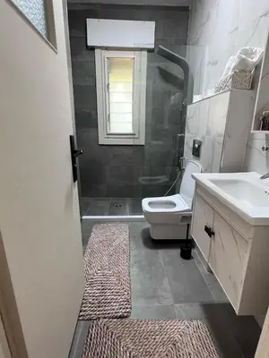 a bathroom with a toilet and a sink at White castle in Aqaba