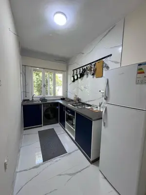 a kitchen with a white refrigerator and a stove at White castle in Aqaba