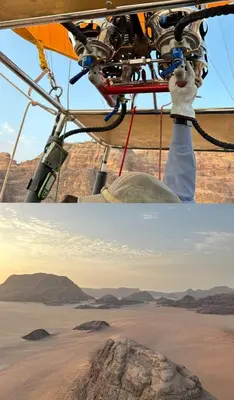 a picture of a person on a plane in the desert at Celestial Mirage Camp in Wadi Rum