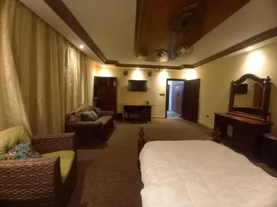 a living room with a bed and a couch at Luxury furnished apartment for rent - شقة فاخرة مفروشة للإيجار in Amman