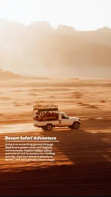 a poster for a safari safari adventure in the desert at Ramses luxury rum camp in Wadi Rum