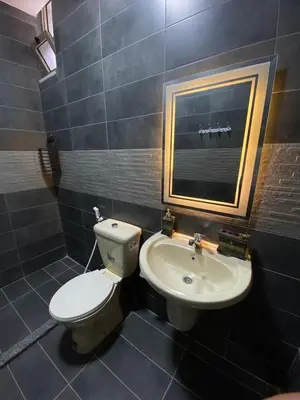 a bathroom with a toilet and a sink at panorama tal elroman chalet in Tal‘at ar Ruzz