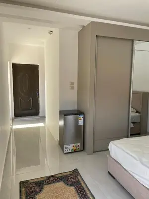 a bedroom with a bed and a tv in a room at For Rent ,New Furnished Rooftop in Shafa Badran in Amman