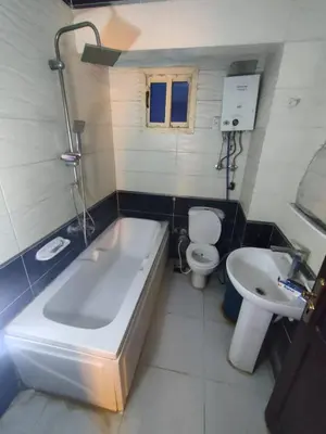 a bathroom with a tub and a toilet and a sink at Jordan farm in Amman