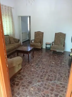 a living room with two chairs and a table at Al Martini Building Number 11 in Amman