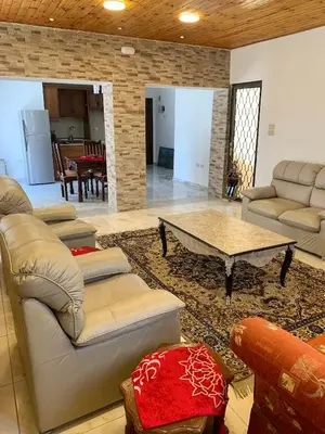 a living room with couches and a coffee table at City View Rooftop Apartment Amman in Amman