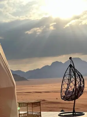a lamp on top of a building in the desert at Sana Rum Luxury Camp in Wadi Rum