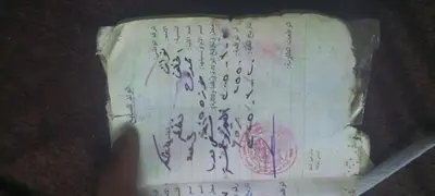 a book with writing on the side of it at Sure I in Al Jafr