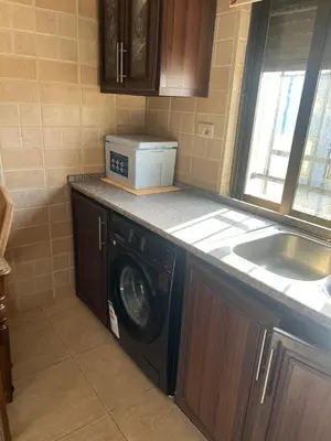 a kitchen with a washing machine and a sink at كرم الضيافة in Amman