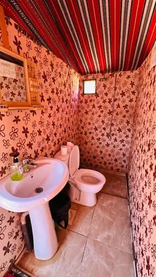 a bathroom with a sink and a toilet at Desert Nights camp in Aqaba