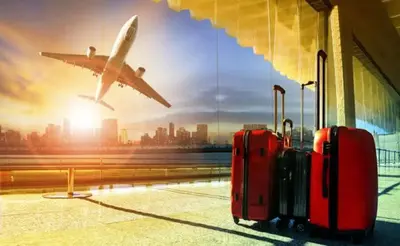 an airplane is taking off from an airport with luggage at Le Shot tours Hotel in Al Jafr