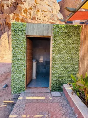 a building with green ivy on the side of it at Rum Dreamland luxury camp in Wadi Rum