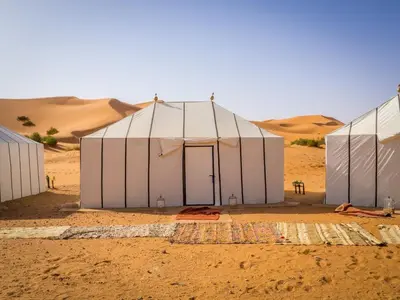 a tent in the middle of the desert at 1moon valley camp in Al Jafr