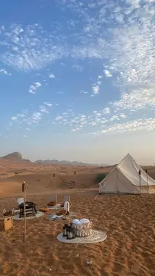 a tent in the middle of the desert at 1moon valley camp in Al Jafr