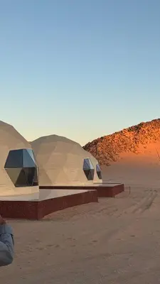 two domes in the middle of the desert at Tariq Camp Wadi Rum in Wadi Rum
