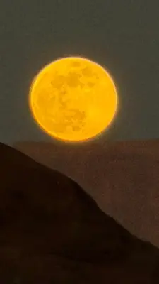 a yellow moon in the sky over a hill at HALA RUM Luxury camp & Bubbles Hotel in Disah