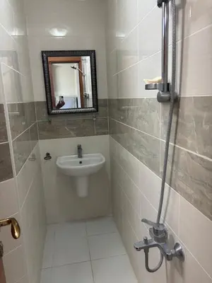 a bathroom with a sink and a mirror at Ash Shawbak Apartment in Umm Şawwānah